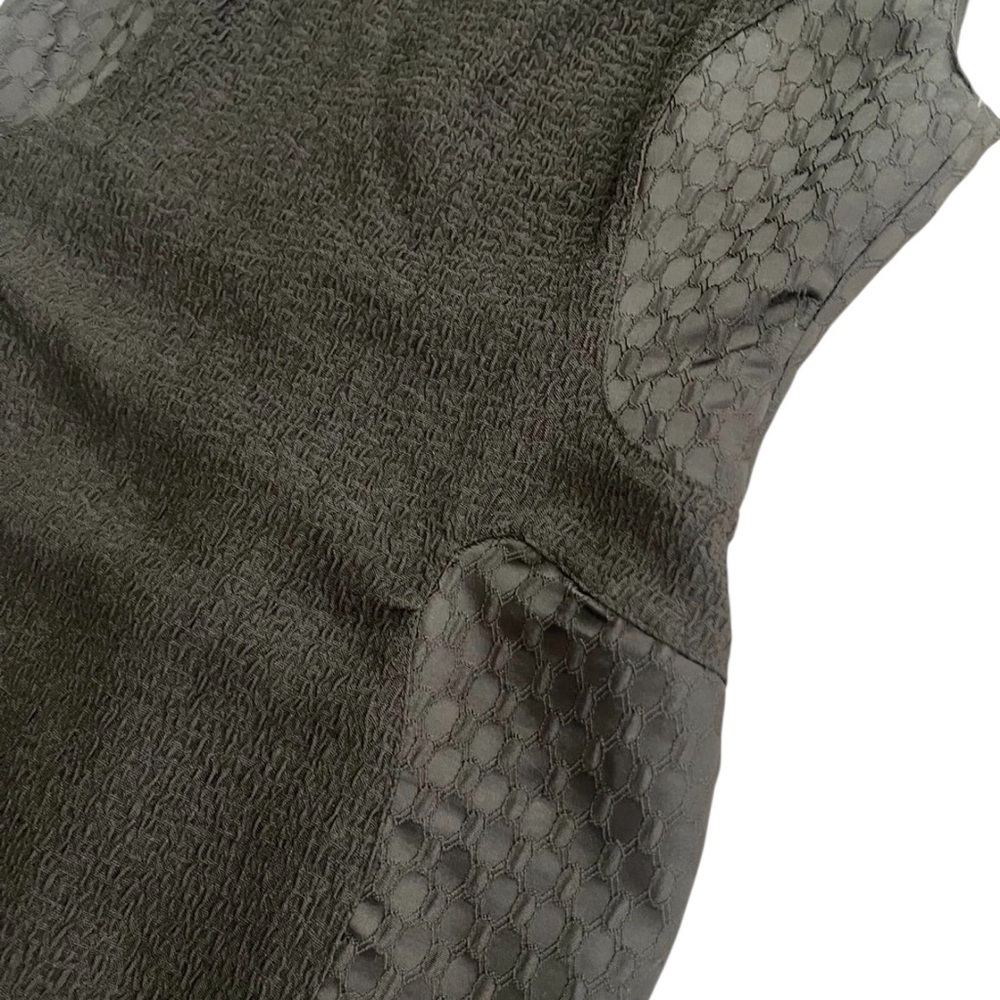Zara Black Textured Panel Sheath Medium Dress Minimalist Modern Workwear - Picture 4 of 6